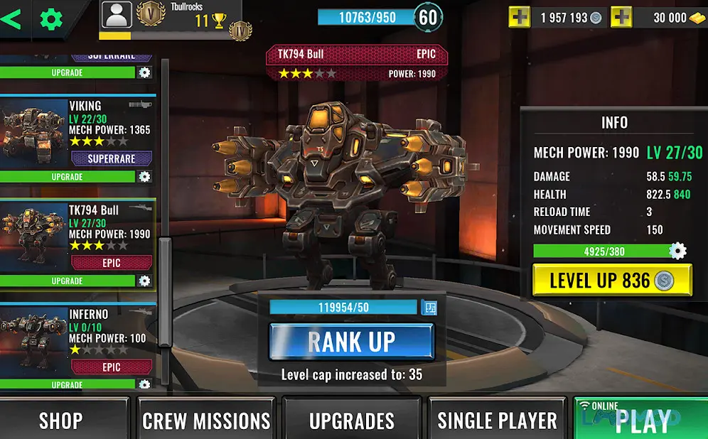 Ảnh 3 của Tải Robots Battle Arena Apk 1.20.0 cho Android iOs Ba robot chiến đấu với vũ khí khác nhau trên nền đấu trường