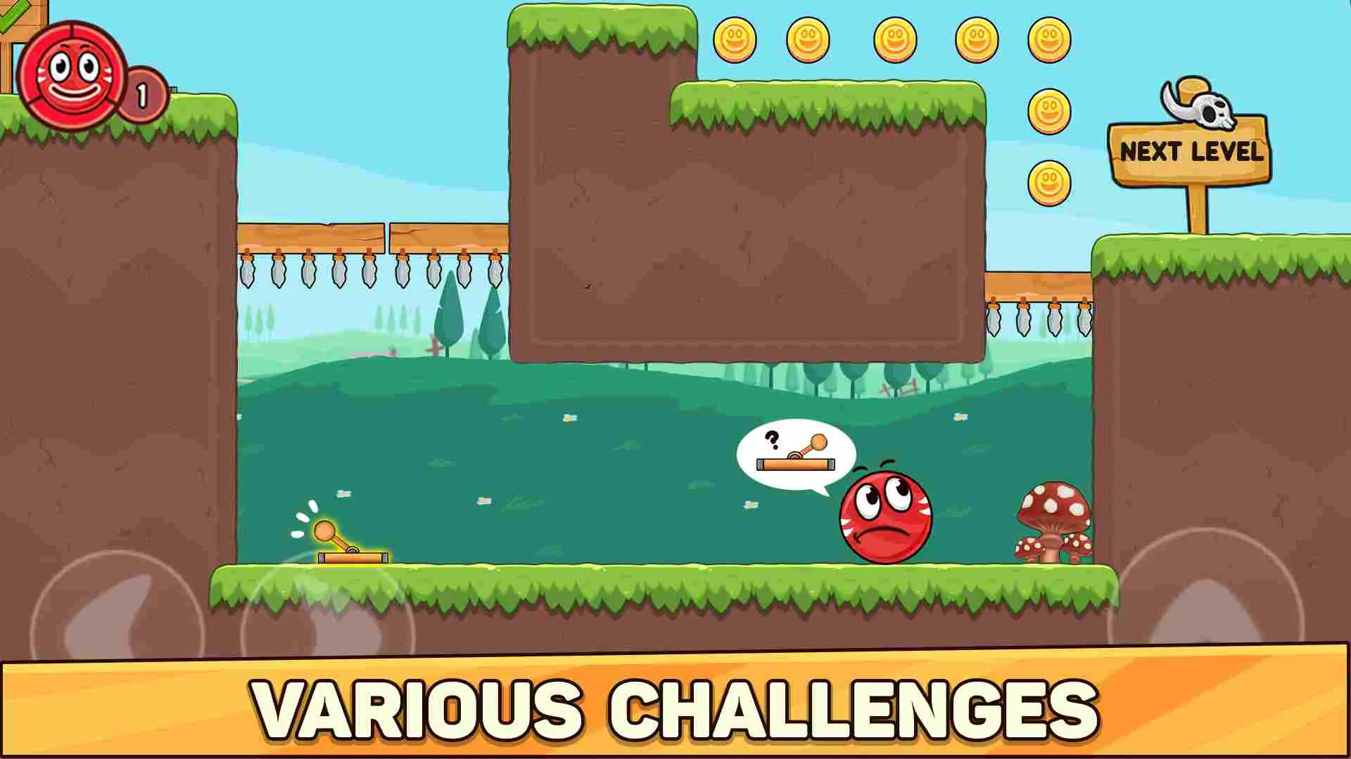 Ảnh 3 của Tải game Roller Ball 6 Mod APK v6.6.2 (Vô Hạn Tiền) Red Bounce Ball đối đầu với kẻ địch hình vuông