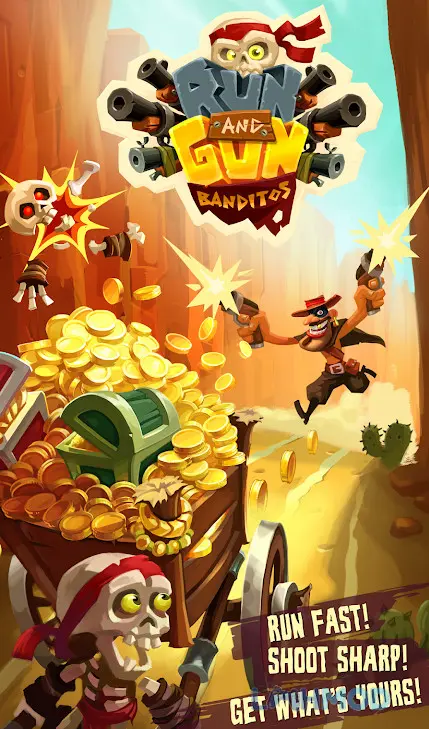 Ảnh 4 của Tải Run Gun BANDITOS Mod Apk 1.3.2 (Vô hạn Coins) cho Android iOs Cảnh Bandito chạy và bắn súng trong Run Gun BANDITOS Mod