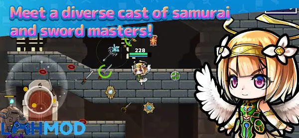 Ảnh 3 của Tải SAMURAI X APK 1.0 cho Android iOS Nhân vật SAMURAI X đang đứng trên một đỉnh núi với bối cảnh thành phố cổ