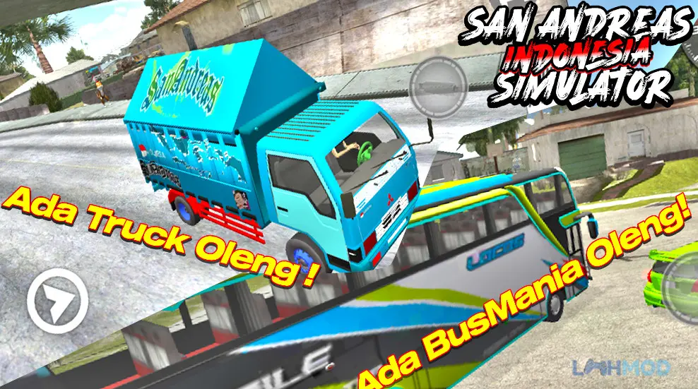 Ảnh 2 của Tải SanAndreas Simulator Indonesia Mod Apk 1.5 (Vô Hạn Tiền) cho Android iOs Giao diện game SanAndreas Simulator Indonesia với tùy chọn chế độ chơi miễn phí và đua