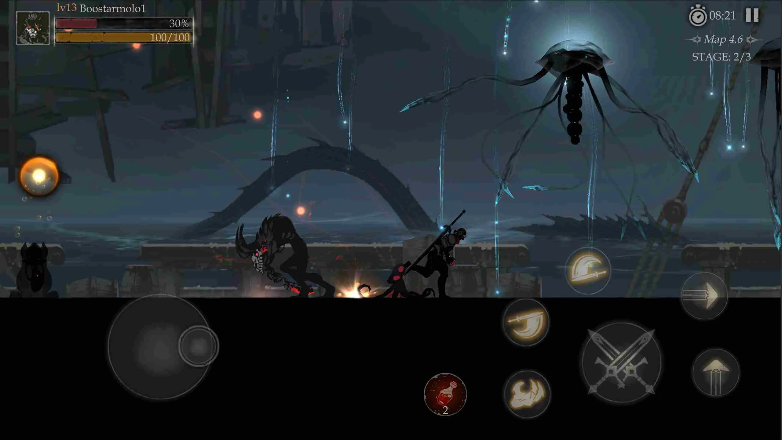 Ảnh 3 của Shadow of Death 2 Mod APK 2.2.0.1 (Menu, Vô Hạn Souls, Bloods) Cảnh Maximus chuẩn bị chiến đấu
