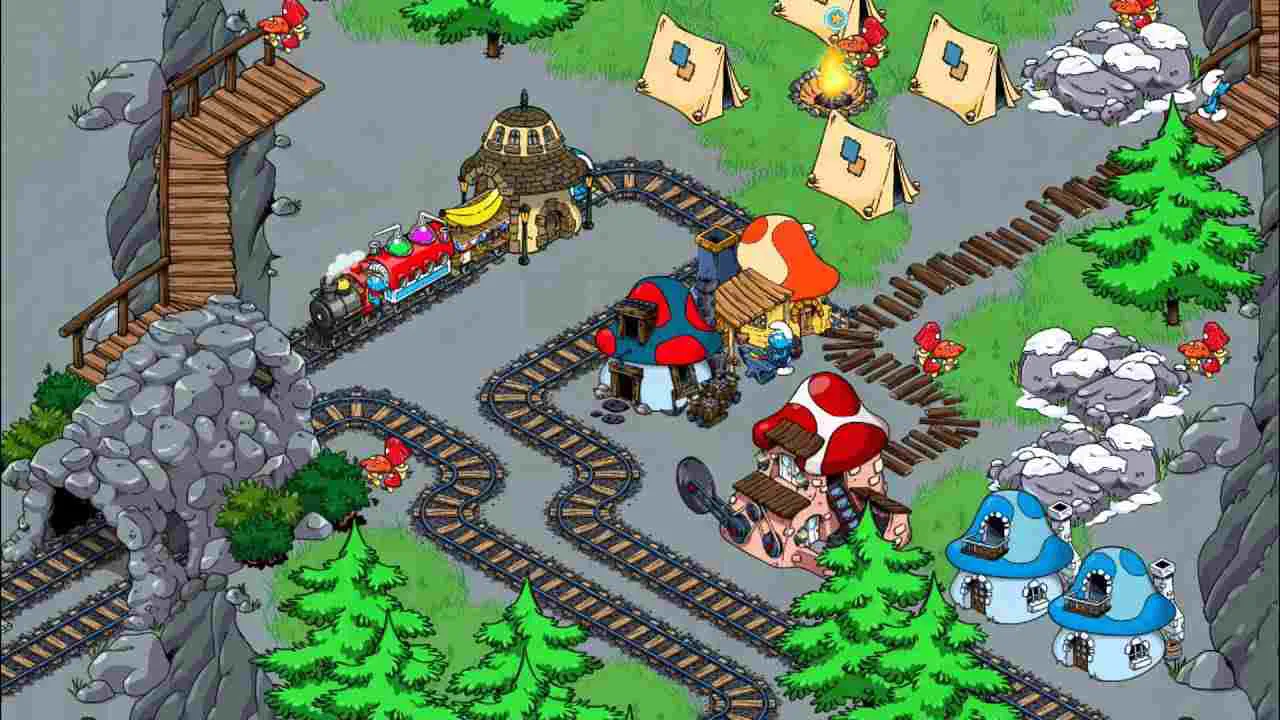 Ảnh 2 của Tải game Smurfs’ Village Mod APK 2.26.0 (Menu, Vô Hạn Tiền, Qủa Mọng) Smurfs Village với một số chú Xì Trum đáng yêu đang xây dựng