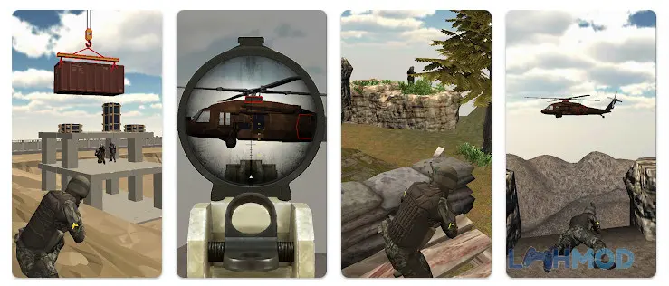 Ảnh 2 của Tải sniperattack3d Mod Apk 1.3.8 (Vô Hạn Tiền) cho Android iOs Xạ thủ bắn tỉa đang ngắm mục tiêu trong Sniper Attack 3D