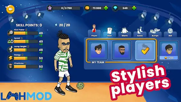 Ảnh 2 của Soccer Spike – Kick Volleyball APK 1.4.17 Android iOS Hai cầu thủ đang tranh bóng quyết liệt trên sân