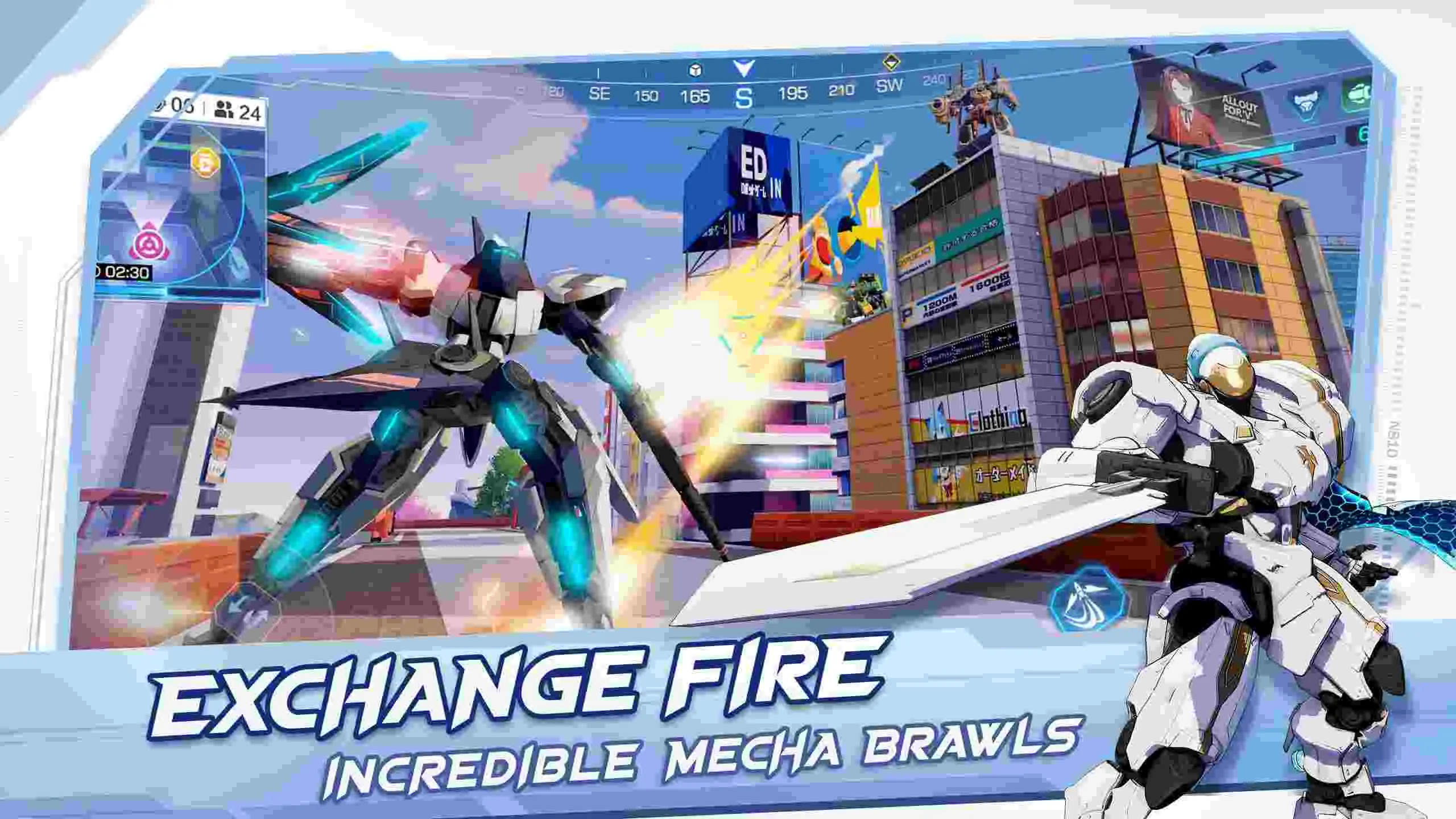 Ảnh 3 của Tải game Super Mecha Champions Mod APK 1.0.13696 (Vô Hạn Tiền) Giao diện chọn nhân vật và vũ khí trước khi bước vào trận đấu Super Mecha Champions