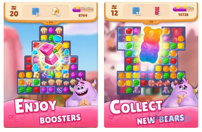 Ảnh 4 của Tải Sweet Crunch-Trò Chơi Ghép 3 Mod Apk 1.9.6 (Vô Hạn Tiền) cho Android iOs Cảnh sử dụng vật phẩm hỗ trợ trong Sweet Crunch