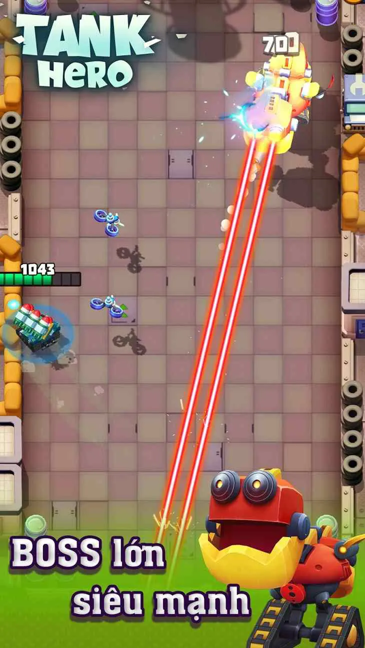 Ảnh 1 của Tải game Tank Hero Mod APK 1.9.7 (Bất tử, onehit, quà tặng) Cảnh xe tăng chiến đấu trên chiến trường