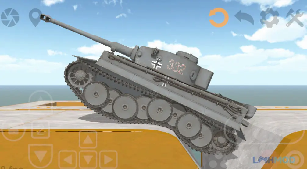 Ảnh 1 của Tank Physics Mobile Mod Apk 3.5 (Không quảng cáo) Xe tăng đang di chuyển trên địa hình chiến trường