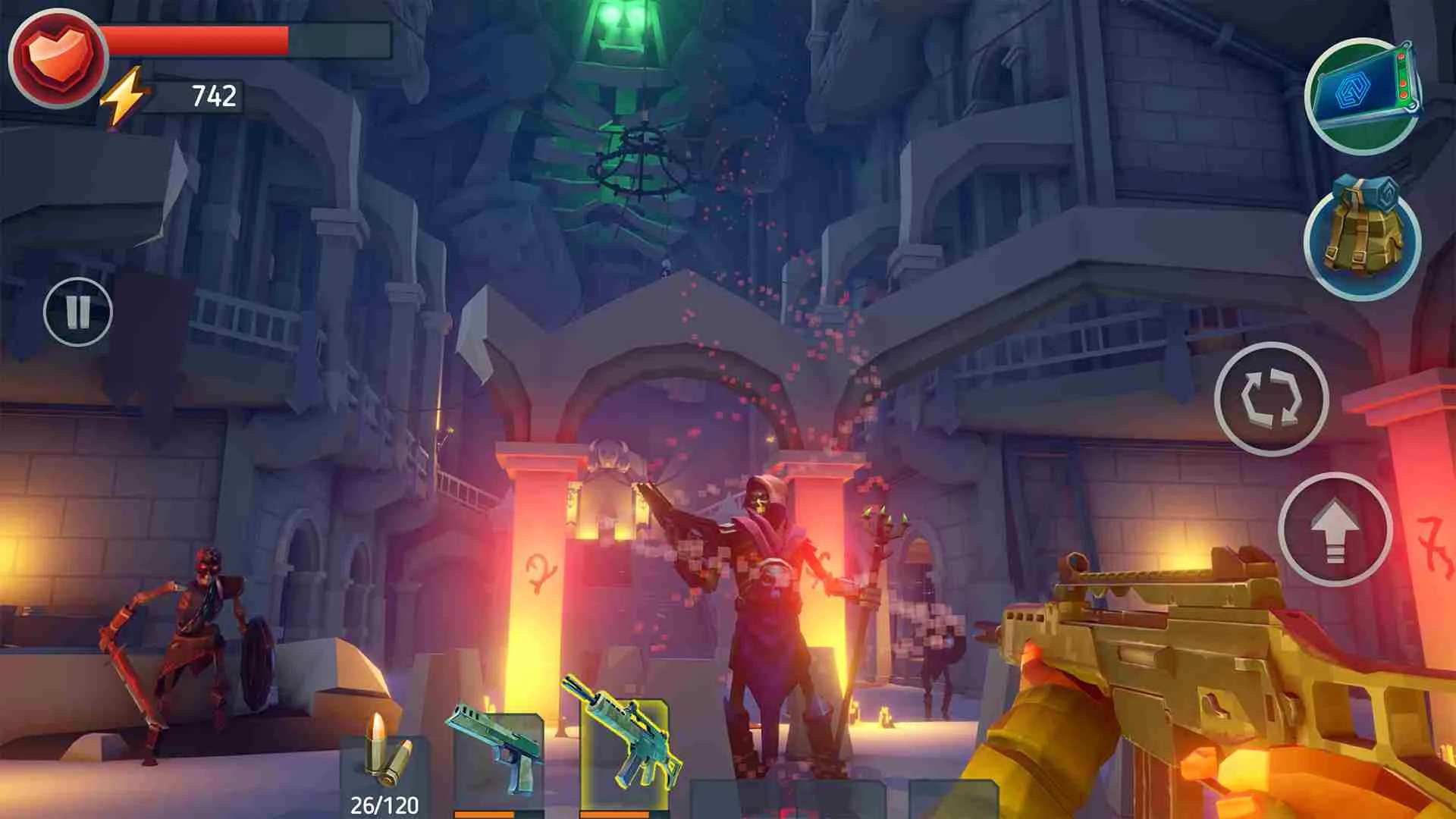 Ảnh 5 của Tải game Tegra Mod APK 1.6.03 (Mua Sắm Miễn Phí) Người chơi đối mặt với boss trong trận chiến kịch tính