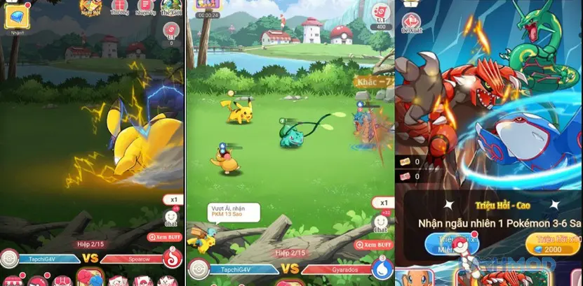 Ảnh 3 của Tải Thần Thú Đại Chiến Mod Apk 3.1.0.54539 (MOD Menu, 1 Hit, Bất Tử) cho Android iOs Thần Thú Đại Chiến: Giao diện huấn luyện và nâng cấp Pokemon