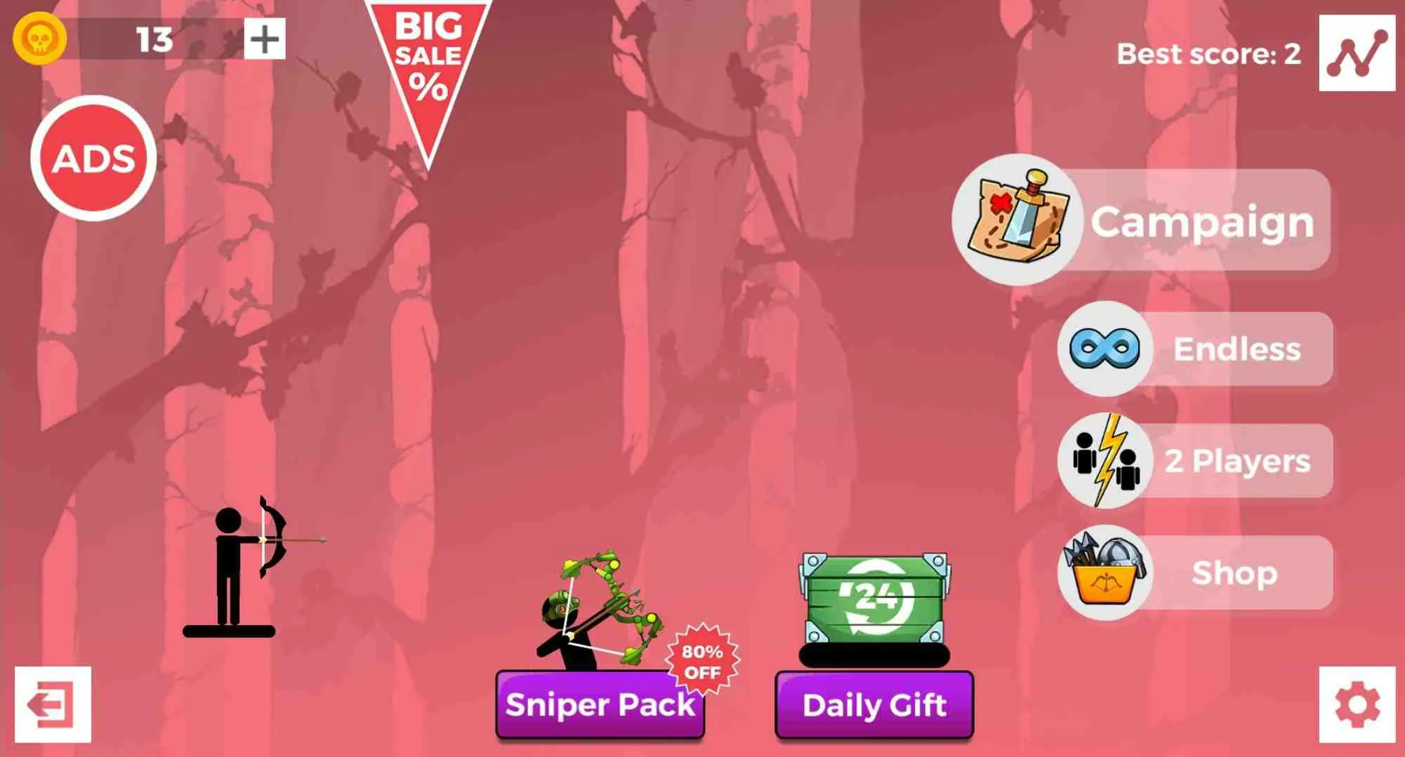 Ảnh 1 của Tải game The Archers 2 Mod APK V1.7.6.5.7 (Menu, Vô Hạn Tiền) Cung thủ bóng đêm đang nhắm bắn mục tiêu từ xa