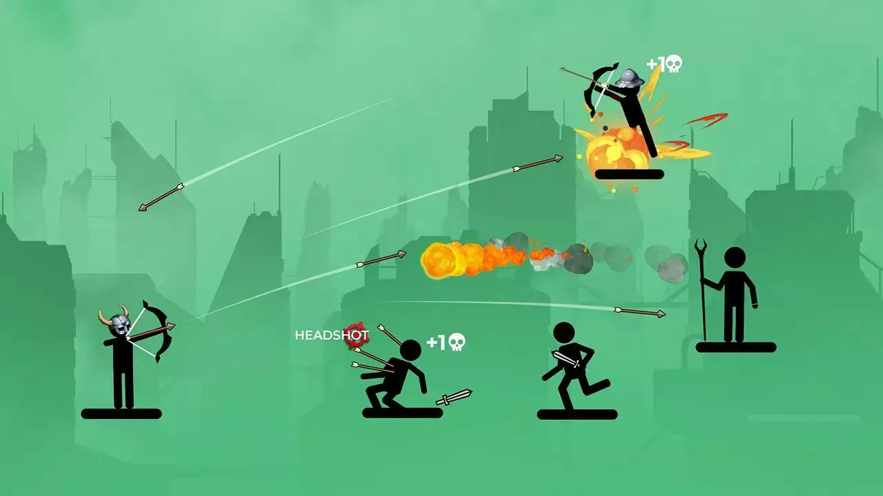 Ảnh 3 của Tải game The Archers 2 Mod APK V1.7.6.5.7 (Menu, Vô Hạn Tiền) Cảnh giao tranh căng thẳng giữa các cung thủ bóng tối trong The Archers 2