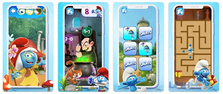 Ảnh 2 của Tải The Smurfs-Educational Games Apk v0.7.2 cho Android iOs Giao diện trò chơi Smurfs Educational Games với các nhân vật Xì Trum