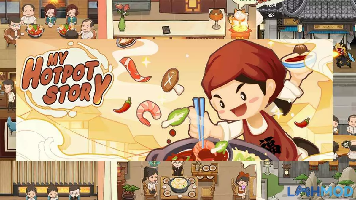 Ảnh 2 của Tải Hack Tiệm Lẩu Đường Hạnh Phúc Apk (MOD Vô hạn tiền, Kim Cương) v5.1.3 Giao diện giới thiệu game Tiệm Lẩu Đường Hạnh Phúc Apk với nhà hàng đông khách