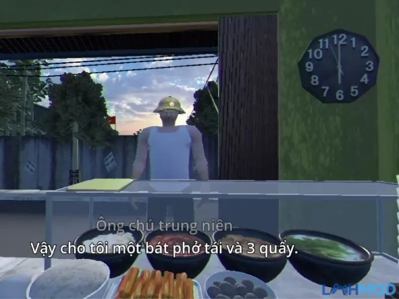 Ảnh 2 của Tải Tiệm Phở Của Anh Hai APK v1.0.4 Miễn Phí Khung cảnh tiệm phở nhỏ với Anh Hai và chú chó vàng, đậm chất Việt Nam