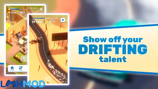 Ảnh 2 của Tofu Drifter MOD APK 1.3.10 (Vô hạn tiền) Android iOS Cảnh xe hơi đang drift trên đường