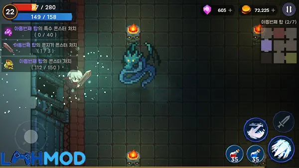 Ảnh 3 của Tower And Swords MOD APK 1.123 (God Mode) Android iOS Giao diện chính của Tower And Swords MOD, hiển thị các lựa chọn trong game