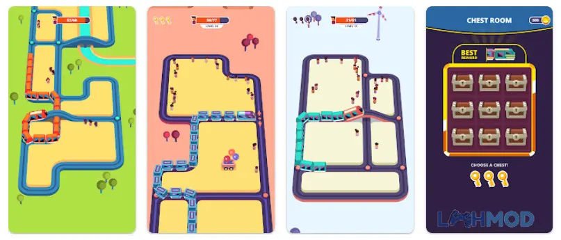 Ảnh 1 của Tải Train Taxi Mod Apk 1.4.25 (Vô Hạn Tiền) cho Android iOs Giao diện gameplay Train Taxi với đoàn tàu đang di chuyển