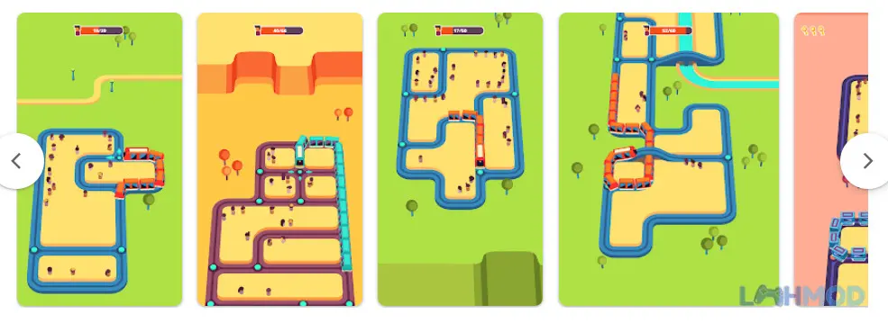 Ảnh 2 của Tải Train Taxi Mod Apk 1.4.25 (Vô Hạn Tiền) cho Android iOs Một cấp độ khó trong Train Taxi Mod với nhiều đường ray phức tạp