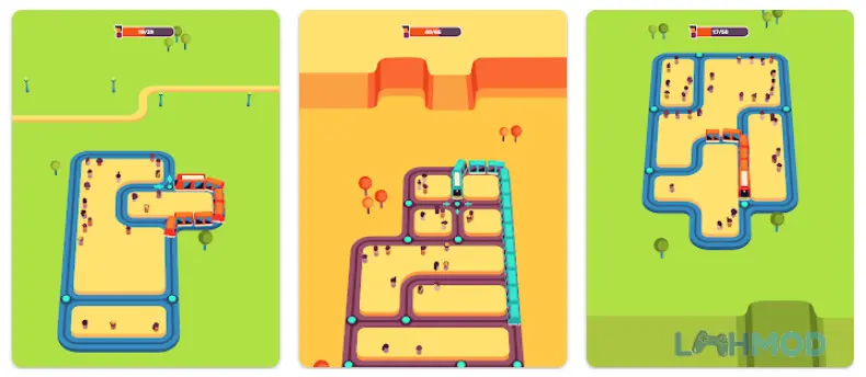 Ảnh 3 của Tải Train Taxi Mod Apk 1.4.25 (Vô Hạn Tiền) cho Android iOs Đoàn tàu dài ra khi thu thập nhiều hành khách trong Train Taxi