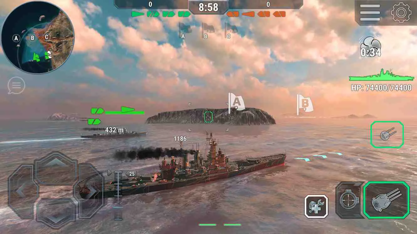 Ảnh 2 của Warships Universe Mod APK 0.8.2 (Menu, Mua Sắm Miễn Phí) Giao diện tải game Warships Universe Mod với hình ảnh tàu chiến