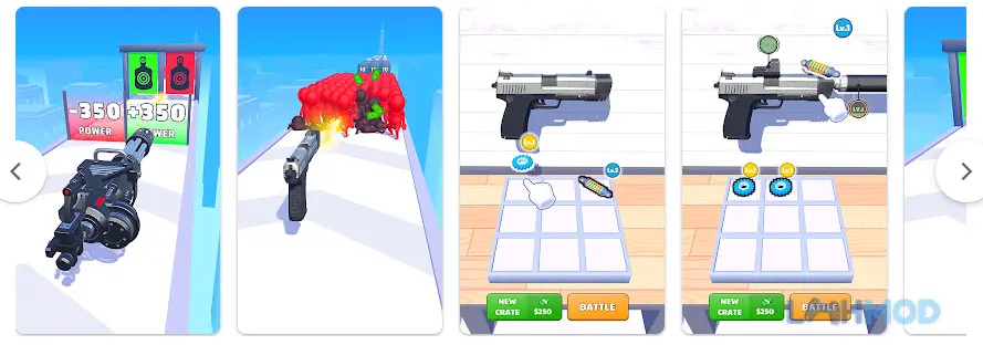 Ảnh 3 của Tải Weapon Master Gun Shooter Run Apk v2.18.0 cho Android iOs Giao diện game Weapon Master Gun Shooter Run với nhiều vũ khí khác nhau và điểm số