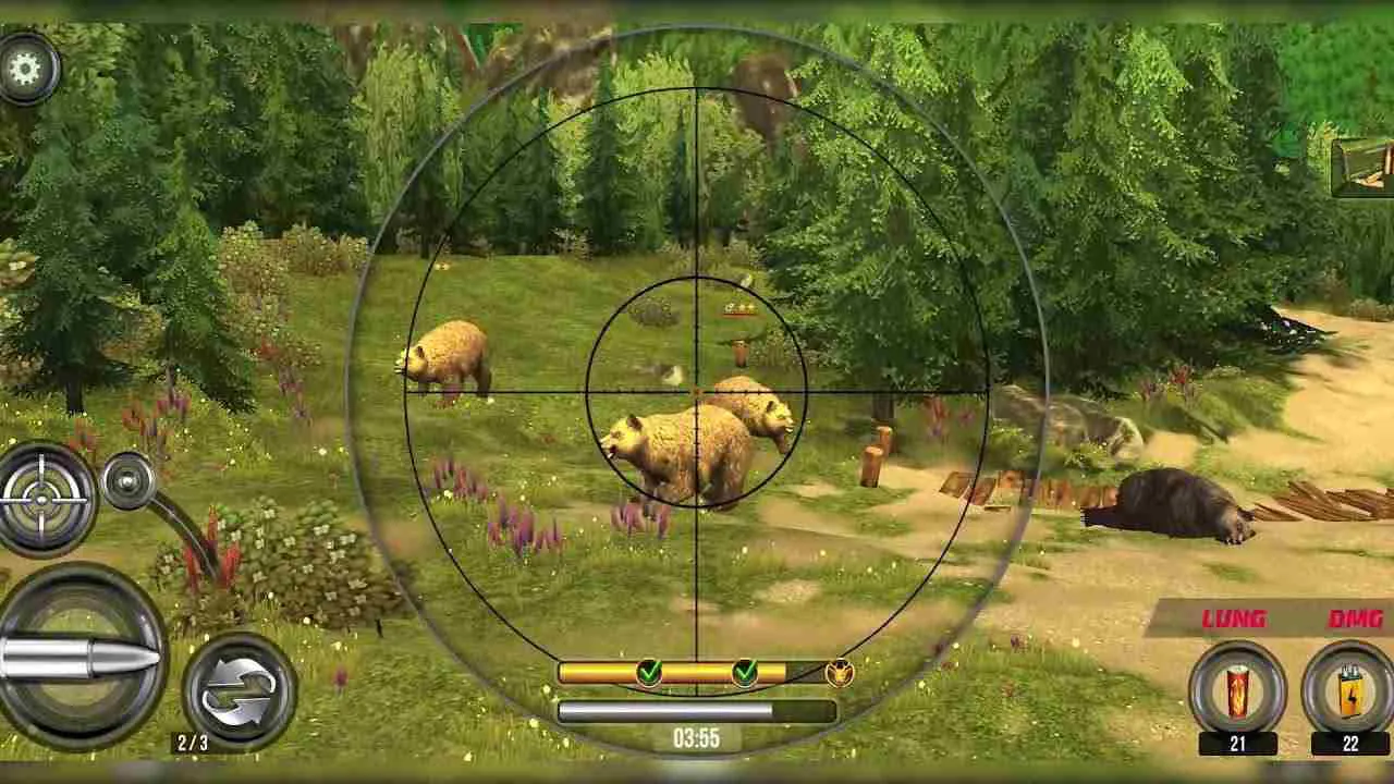 Ảnh 2 của Wild Hunt Sport Hunting Games Mod APK 1.465 (Menu, Vô Hạn Đạn) Giao diện game Wild Hunt: Sport Hunting Games Mod với bản đồ và các loài động vật hoang dã
