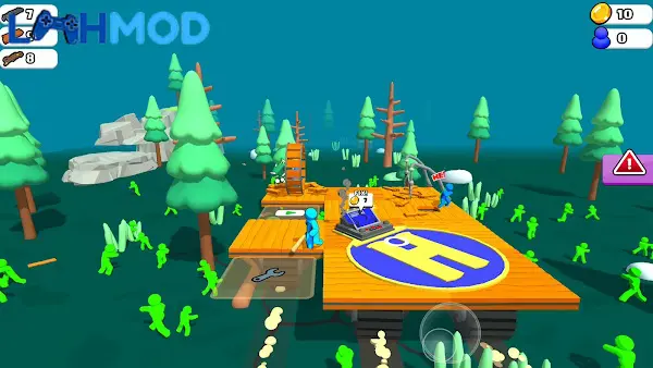 Ảnh 2 của Zombie Raft MOD APK 33.1.104 (Vô hạn xu) cho Android iOS Giao diện nâng cấp bè trong Zombie Raft MOD với các phụ kiện hỗ trợ