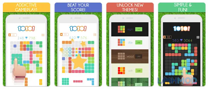Ảnh 1 của Tải 1010 Mod Apk 68.18.3 (Mở khóa tất cả) cho Android iOs Giao diện trò chơi 1010 Mod với các khối màu sắc