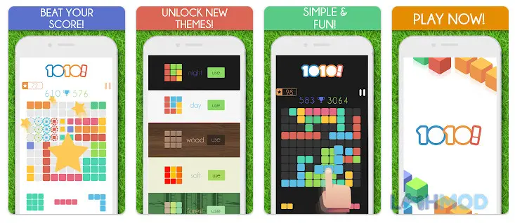 Ảnh 2 của Tải 1010 Mod Apk 68.18.3 (Mở khóa tất cả) cho Android iOs Cách sắp xếp các khối màu để tạo hàng hoặc cột trong 1010 Mod