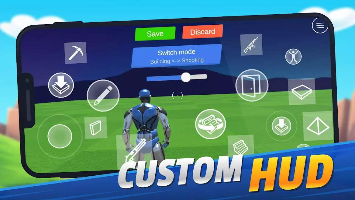 Ảnh 5 của Tải game 1v1.LOL Mod APK 4.41 (Mở Khóa) Người chơi sử dụng súng tiểu liên trong 1v1.LOL Mod