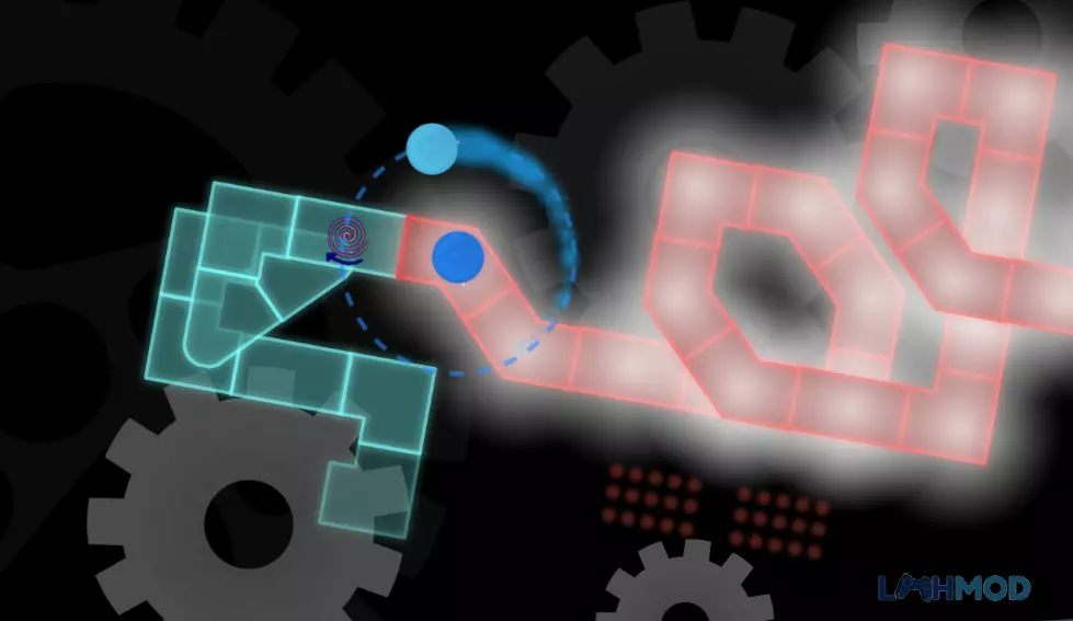 Ảnh 2 của Tải A Dance of Fire and Ice Mod Apk 2.9.6 (Chơi miễn phí) Android Hai hình tròn lửa và băng di chuyển trên đường zig-zag theo nhịp điệu