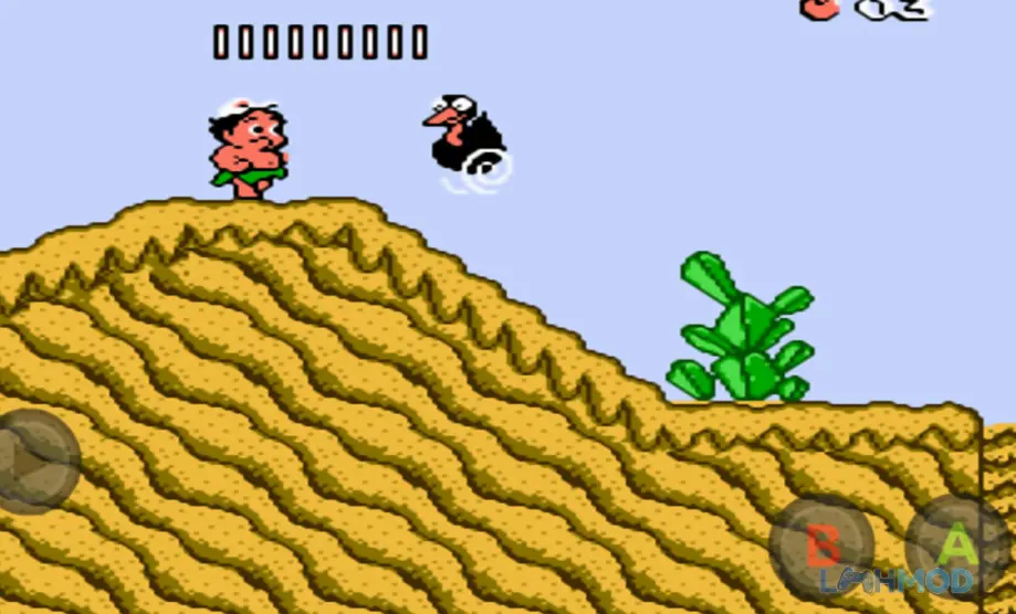 Ảnh 4 của Tải Adventure Island 3 Apk 2.1.1 cho Android iOs Master Higgins chuẩn bị nhảy qua khe vực sâu trong một màn chơi