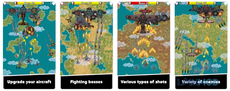 Ảnh 2 của Tải Aircraft Wargame 1 Apk 7.0.0 cho Android iOs Cảnh máy bay chiến đấu Aircraft Wargame 1 đang bay lượn và tấn công