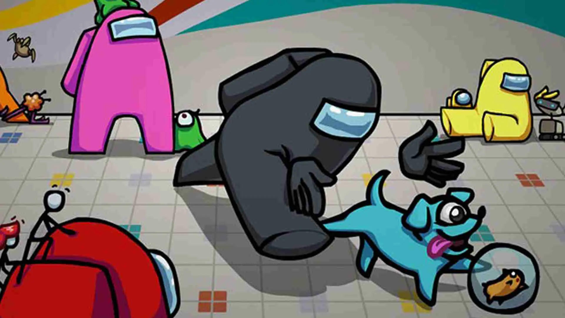 Ảnh 6 của Tải game Among Us Mod APK 2024.10.29 (Menu, Mở Khóa, Auto Win) Màn hình giao diện Among Us với các phi hành gia trên tàu