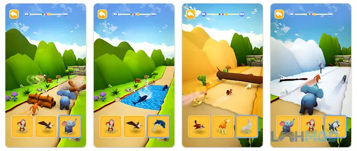 Ảnh 2 của Tải Animal Shifting Transform Run Apk 1.0.4 cho Android iOs Chú voi to lớn phá hủy chướng ngại vật trong Animal Shifting Transform Run