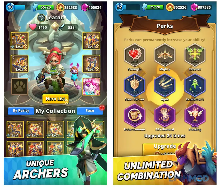 Ảnh 3 của Tải Archer Hunter Mod Apk 0.18.308 (Menu/Damage,Defense) cho Android iOs Giao diện tùy chỉnh nhân vật trong Archer Hunter Mod