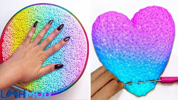 Ảnh 1 của ASMR Slime Simulator DIY Games APK 2.66 Android iOS Người chơi tương tác với khối slime nhiều màu sắc trong game