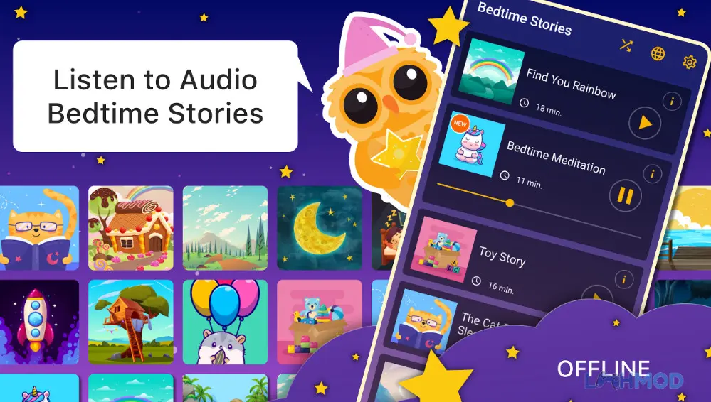 Ảnh 2 của Tải Bedtime Stories for Kids Sleep Mod Apk 5.23.0 (Mở khóa Premium) cho Android iOs Hình ảnh giao diện ứng dụng với danh sách các câu chuyện