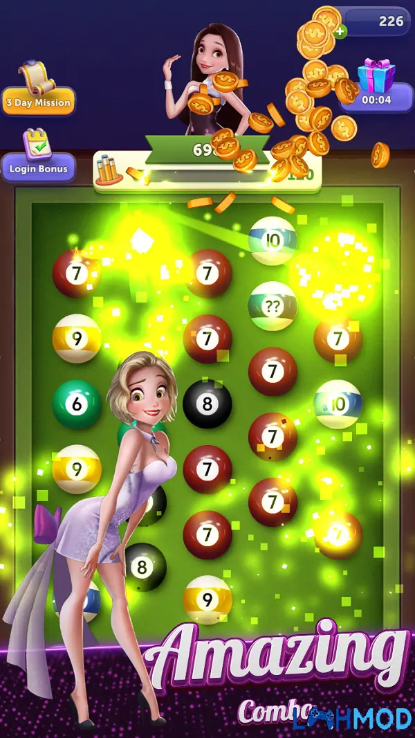 Ảnh 4 của Tải game Billiards Connect Apk 1.0.5 cho Android, IOS Màn hình kết quả game Billiards Connect với điểm số và các tùy chọn