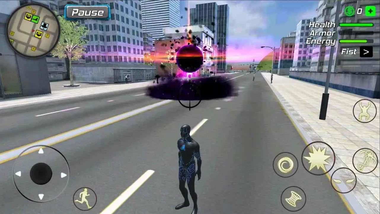 Ảnh 2 của Tải game Black Hole Hero Mod APK v1.8.4 (Vô Hạn Tiền) Cảnh người máy Black Hole Hero Mod chiến đấu giữa thành phố Vegas