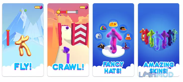 Ảnh 3 của Tải Blob Runner 3D Mod Apk 4.7.60 (Vô hạn kim cương) cho Android iOs Nhân vật Blob Runner 3D sử dụng công cụ hỗ trợ để vượt qua thử thách