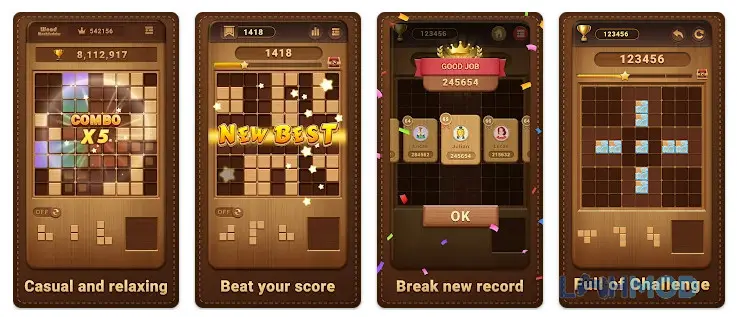 Ảnh 2 của Tải Block Sudoku-Woody Puzzle Game Apk 1.10.15 cho Android iOs Giao diện chính Block Sudoku Woody Puzzle Game với bảng 9x9 và các khối sắp xếp