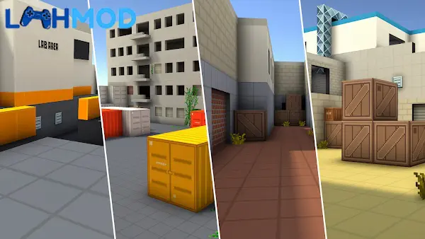 Ảnh 3 của BLOCKPOST Mobile MOD APK 1.3.F3 (MOD xuyên tường) Nhân vật trong BLOCKPOST Mobile đang di chuyển trong bản đồ phong cách khối hộp