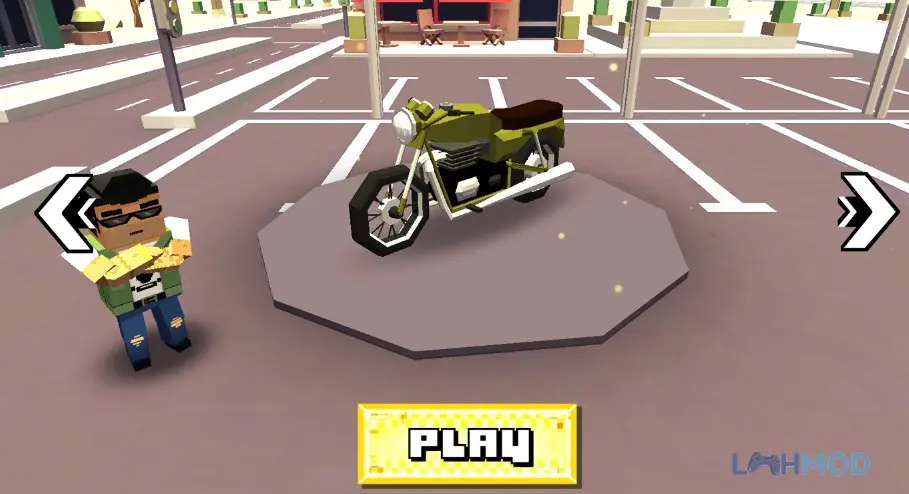 Ảnh 3 của Tải Blocky Moto Racing Bike Rider Apk 1.40 cho Android iOs Giao diện chọn xe và tùy chỉnh trong Blocky Moto Racing Bike Rider