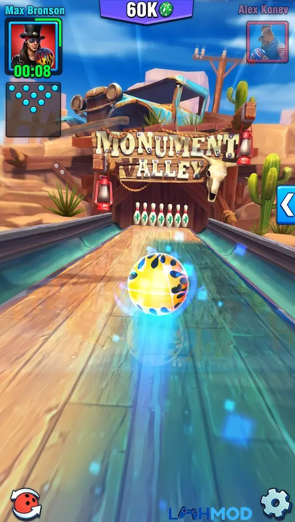 Ảnh 2 của Tải game Bowling Crew Mod Apk 1.38 (Vô hạn Vàng) Android, IOS Giao diện chơi game Bowling Crew với hai người chơi