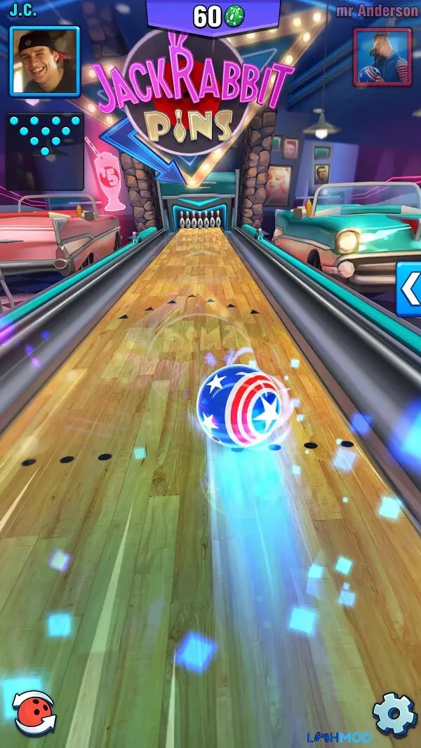 Ảnh 5 của Tải game Bowling Crew Mod Apk 1.38 (Vô hạn Vàng) Android, IOS Màn hình hiển thị kết quả và điểm số trong Bowling Crew