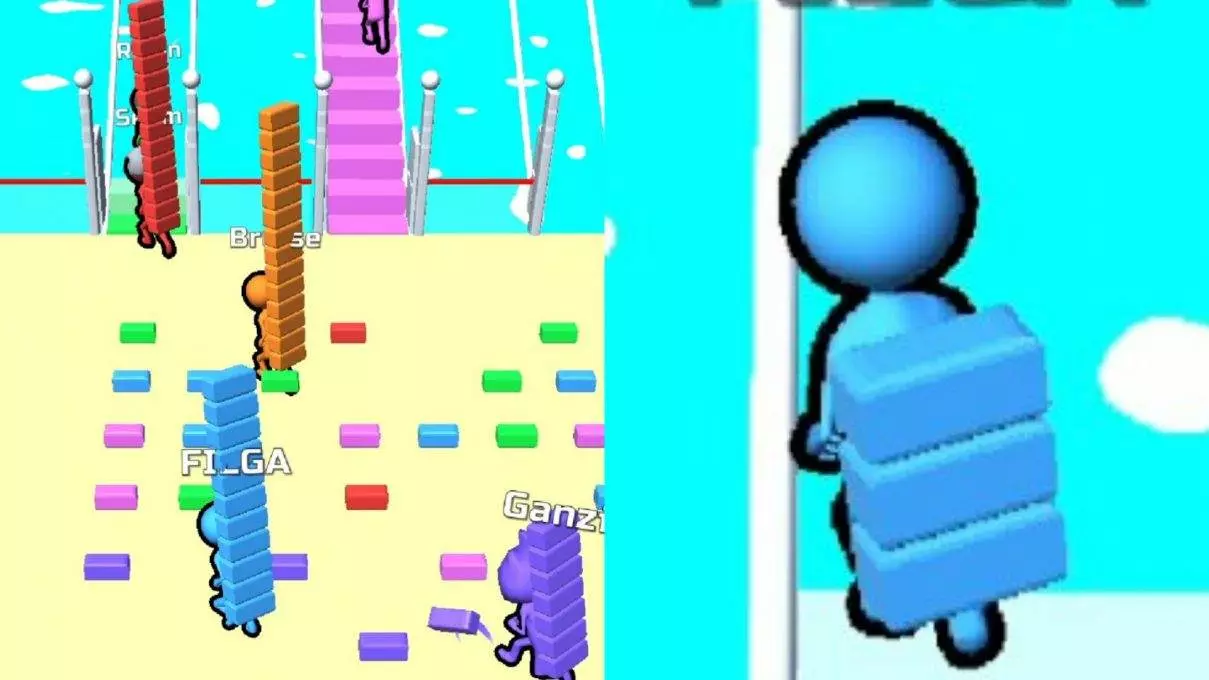 Ảnh 3 của Tải game Bridge Race Mod APK v3.58 (Menu, Vô Hạn Coins) Gameplay Bridge Race Mod đơn giản, cạnh tranh