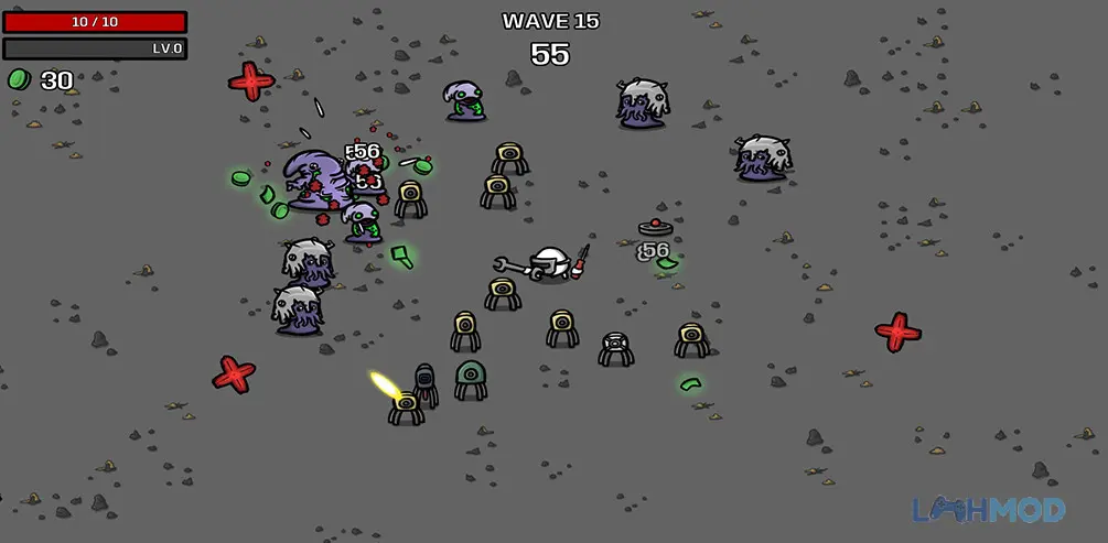 Ảnh 3 của Tải Brotato MOD Apk 1.3.523 (Menu, Money, Damage) Giao diện chọn vũ khí và nâng cấp trong game Brotato